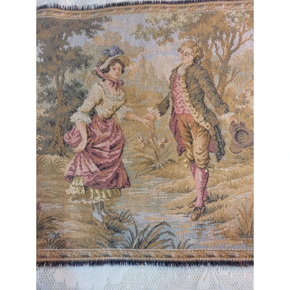VINTAGE MADE IN FRANCE COURTING LOVE SCENE TAPESTRIES